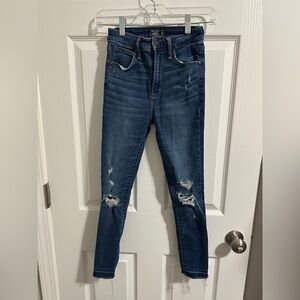 Abercrombie & Fitch Dark Blue Distressed Skinny Jeans
